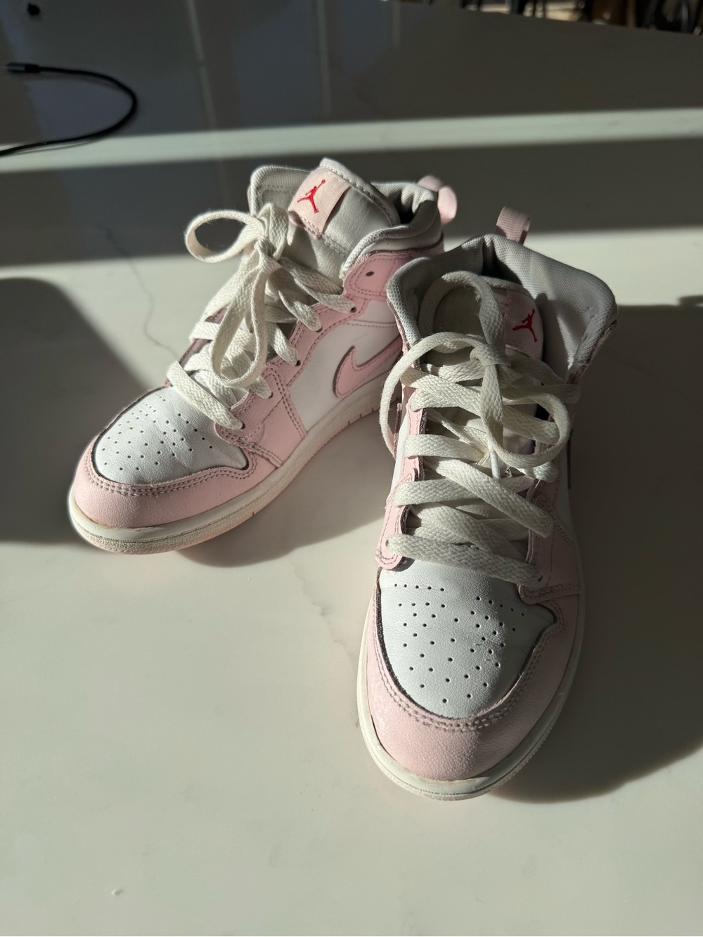 Nike Pink and White High-Top Sneakers
